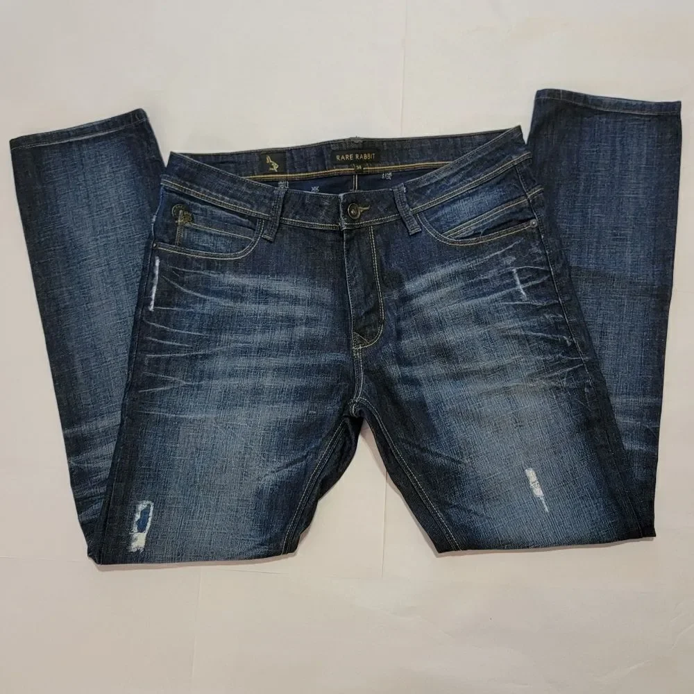 Rare Rabbit RR Be Rare MMXIV Skinny Straight Leg Dark Wash Jeans Mens 34 NWOT